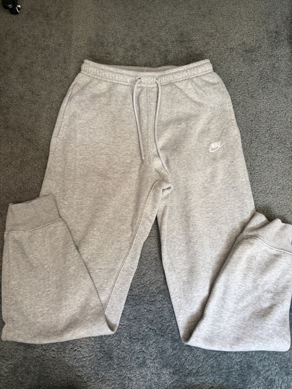 Nike Light Gray Fleece Joggers with Swoosh